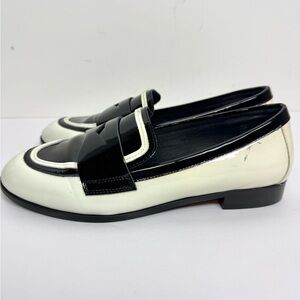 Cecelia New York Kali Black and White Patent Leather Loafers Size 8.5